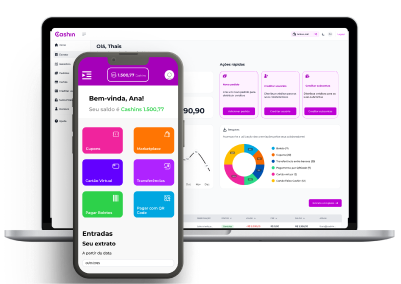 Telas do app e sistema Cashin
