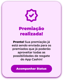 Mensagem de premiação realizada com botão